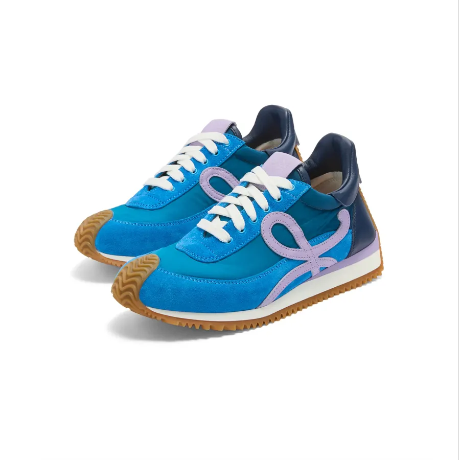 LOEWE Blue nylon and suede Smooth Women's sneakers 2.0