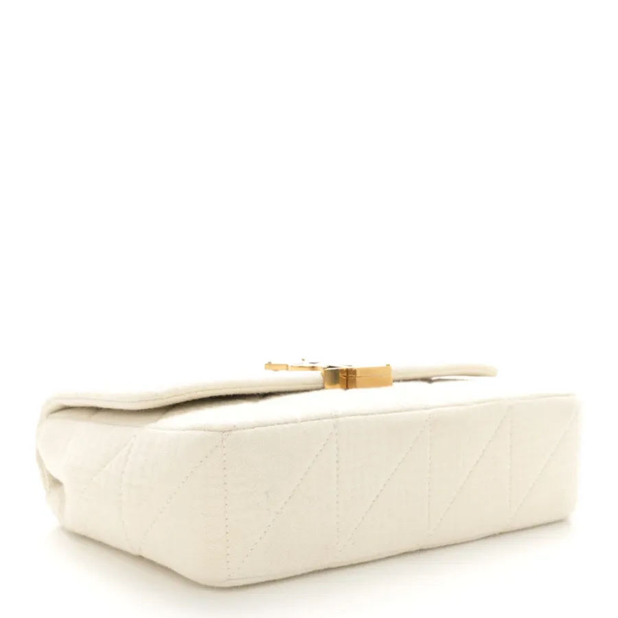 Saint Laurent Medium Jamie Bag Vanilla Ice Crinkle Monogram Cotton Patchwork Aged Gold Hardware