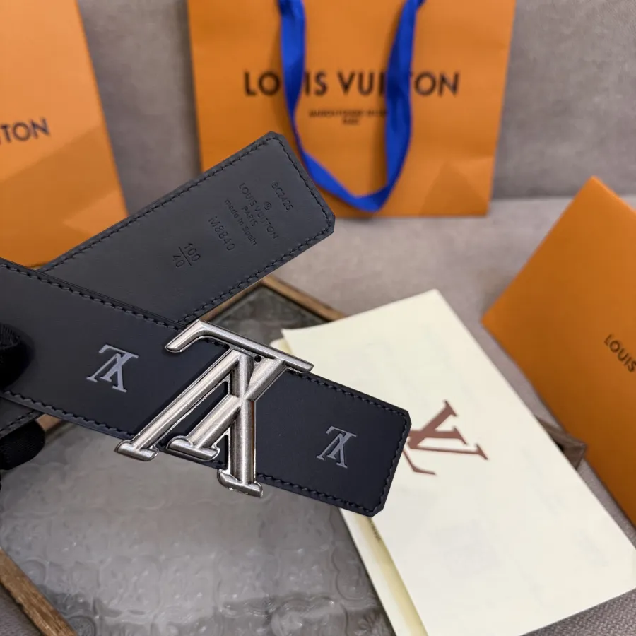 Louis Vuitton Men's  Initiales Blason Reversible Belt In Black Calfskin With Gold/Silver/Black Hardware 40mm