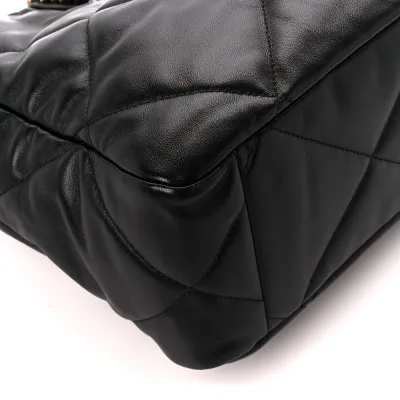 Chanel East-West Shopping Bag Medium Black Chanel 19 Quilted Lambskin Leather Mixed Metal Hardware