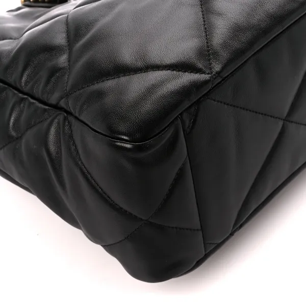 Chanel East-West Shopping Bag Medium Black Chanel 19 Quilted Lambskin Leather Mixed Metal Hardware - Image 4