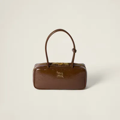 Miu Miu Beau Naplak Patent Leather Brown Top-Handle Bags