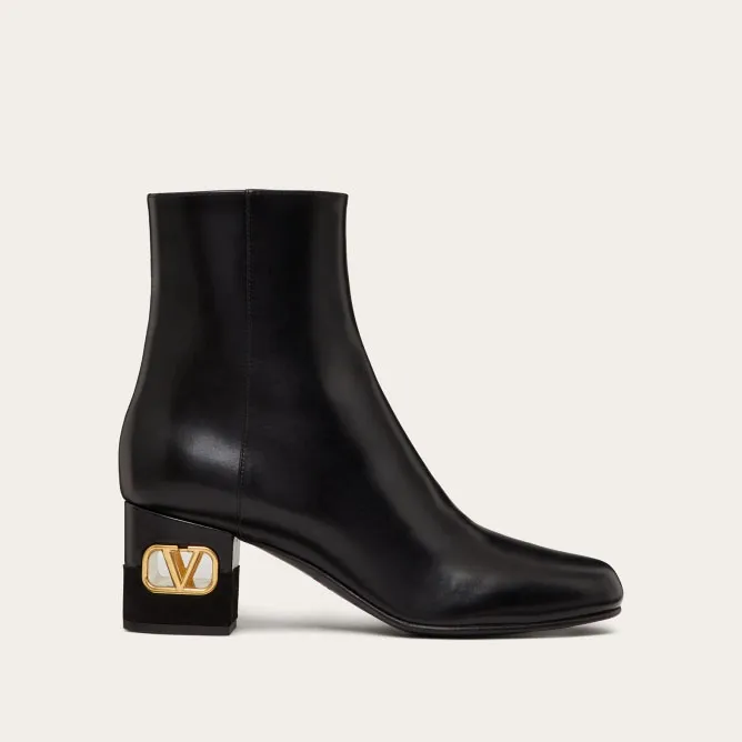 VALENTINO Calf leather ankle boots (heel 6 cm high)
