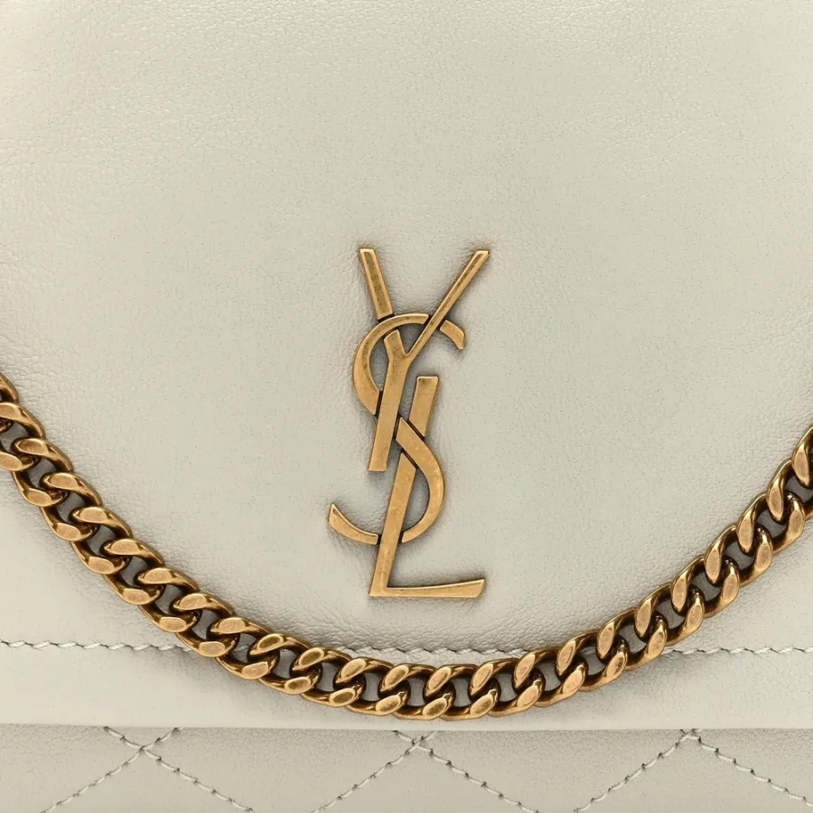 Saint Laurent Mini Nolita Blanc Vintage Quilted Monogram Lambskin Leather Aged Gold Hardware
