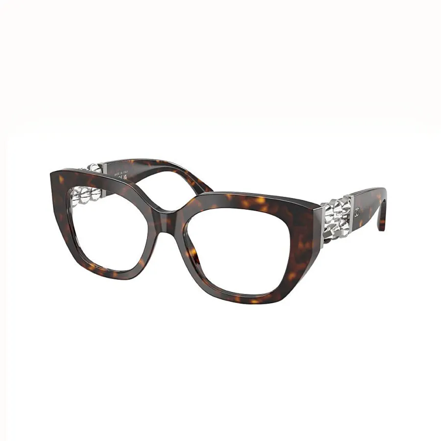 CHANEL black silver/black gold/leopard-print glasses size 54口-20-140