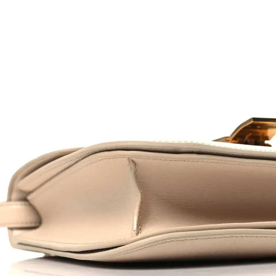 Celine Medium Classic Box Flap Bag Powder Liege Calfskin Leather Gold Hardware