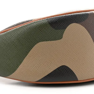 Celine Medium Ava Logo Triomphe Shoulder Bag Khaki Camouflage Canvas & Calfskin Leather Gold Hardware