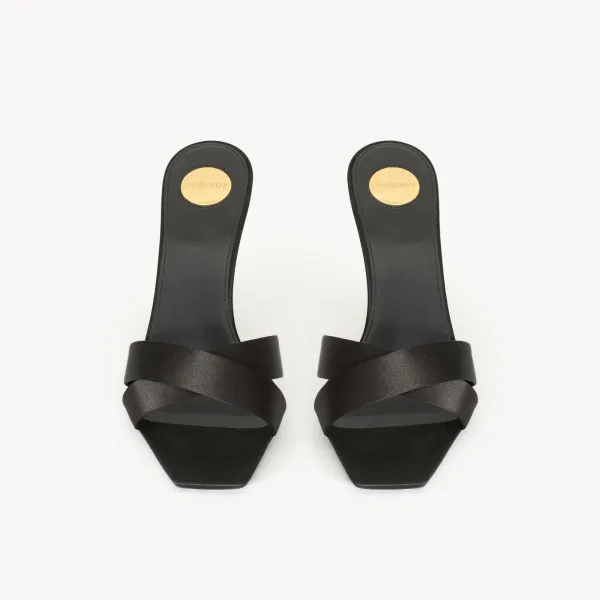 Yves Saint Laurent Black crepe satin slipper sandals - Image 3