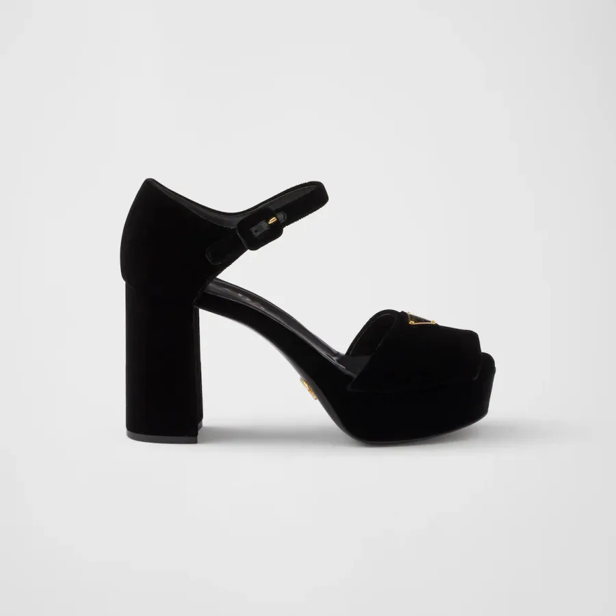 PRADA Black velvet platform sandals