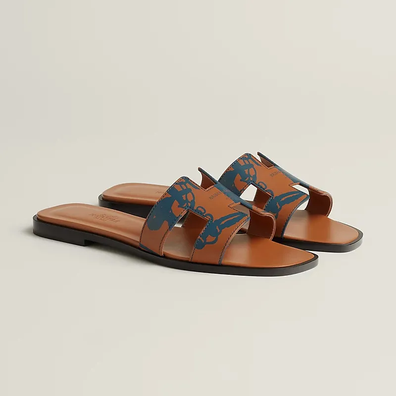 HERMES Oran Brown Slippers