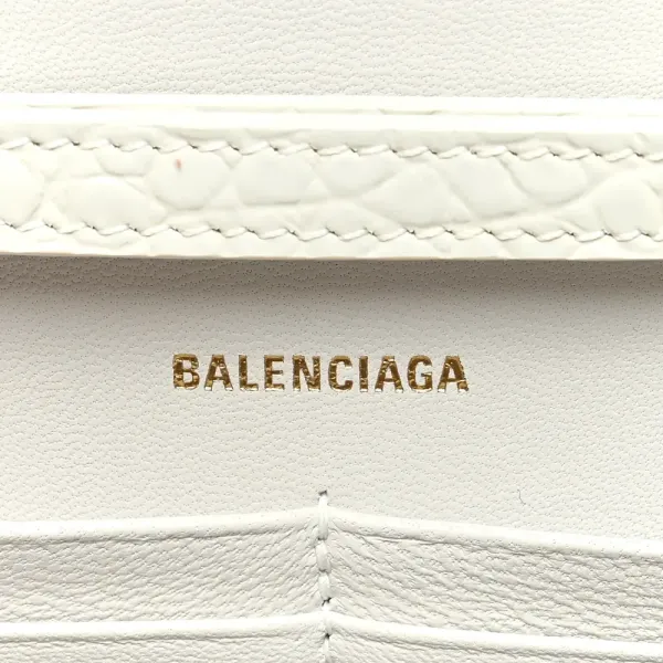 Balenciaga XS Hourglass Chain Bag White Crocodile Embossed Shiny Calfskin Leather Gold Hardware - Image 2