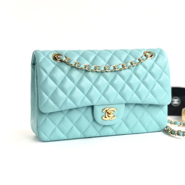 Chanel CF Litchi grain Tiffany blue silver buckle gold buckle 25cm Crossbody Bags - Image 3