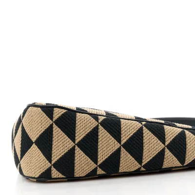 Prada Mini Triangolo Symbole Embroidered Triangle Double Bag Black/Corda Jacquard Calfskin Leather Gold Hardware