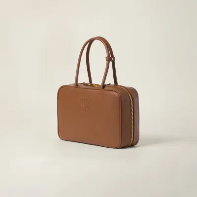 Miu Miu Beau Calfskin Leather Brown Top-Handle Bags