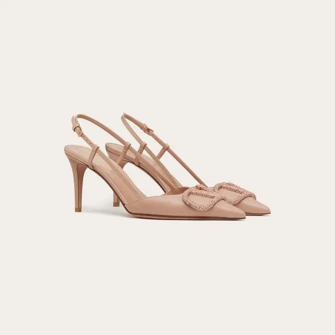 VALENTINO Calfskin heels with back trim (heel height 8cm)
