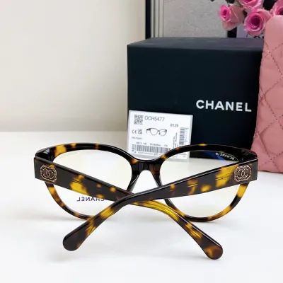 CHANEL glasses leopard-print black gold color size 55口16-140