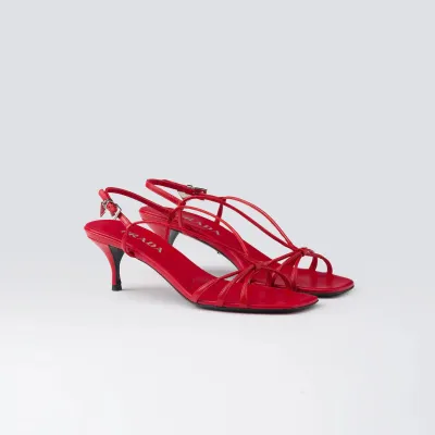 PRADA Red leather sandals with heels