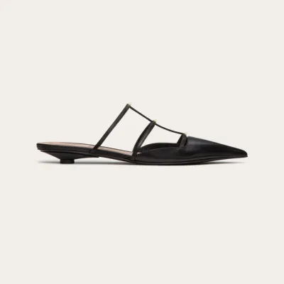 VALENTINO Black Calfskin microheeled Mill slippers