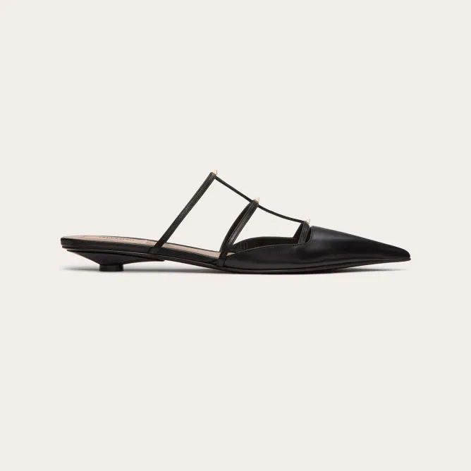 VALENTINO Black Calfskin microheeled Mill slippers