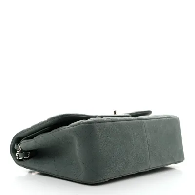 Chanel Double Flap Jumbo in Green Caviar Leather