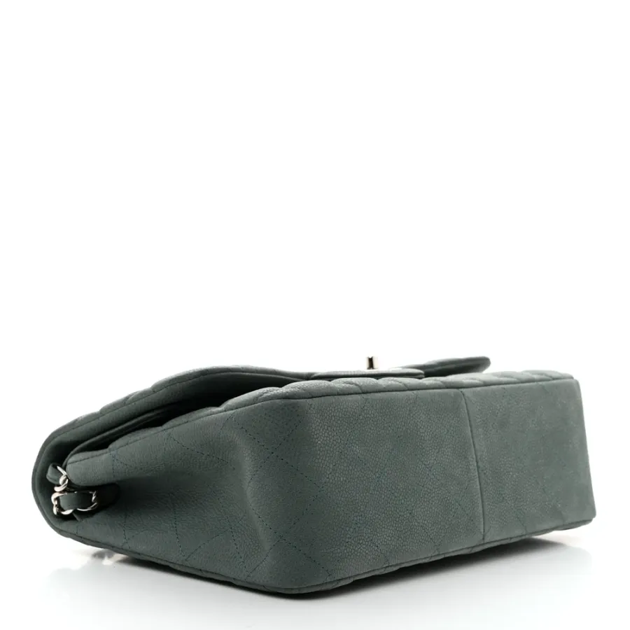 Chanel Double Flap Jumbo in Green Caviar Leather