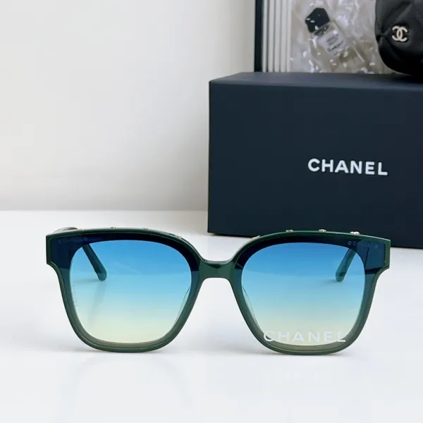 CHANEL square frame glasses blue-green gradient/black color size 65-16-145 - Image 2