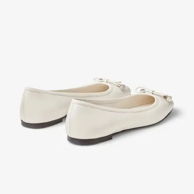 JIMMY CHOO White Nappa sheep-leather flats