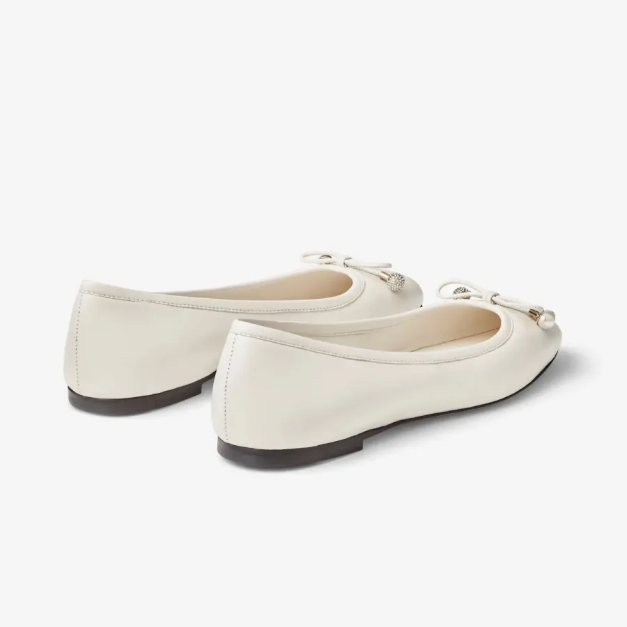 JIMMY CHOO White Nappa sheep-leather flats