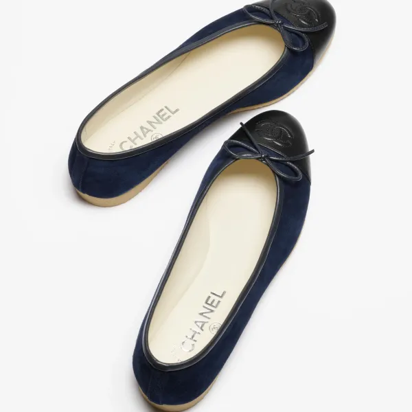 Chanel Flat shoes with suede effect, sheepskin and sheepskin leather, navy blue and black Ballet  Shoes - Image 2