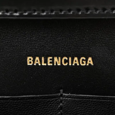 Balenciaga XS Hourglass Chain Bag Black Shiny Box Calfskin Leather Gold Hardware