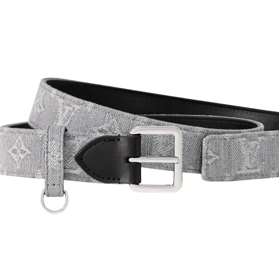 Louis Vuitton Women's D-Ring Raffia Belt In Grey Monogram Canvas With Silver Hardware 30mm