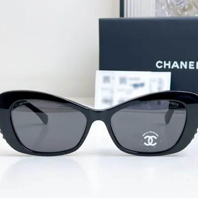 CHANEL glasses all black color size 56口16-140