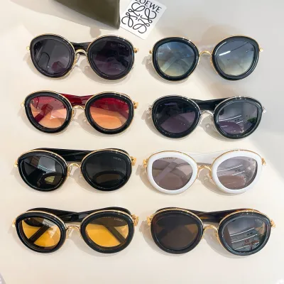 Loewe round frame glasses black red/black white/white/black orange/black/purple silver/purple gold/leopard color Size 49口27-140