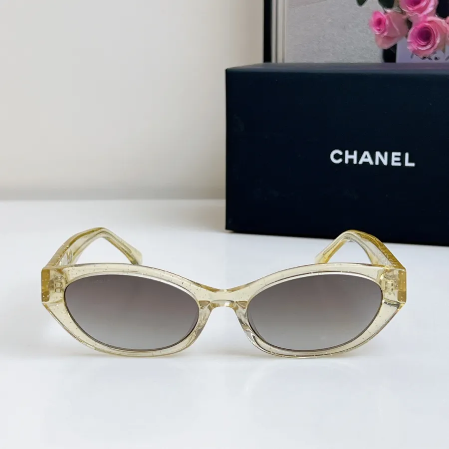 CHANEL round frame glasses yellow color SIZE 54-19-145