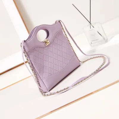 Chanel Oil Wax Leather Purple Crossbody Bags