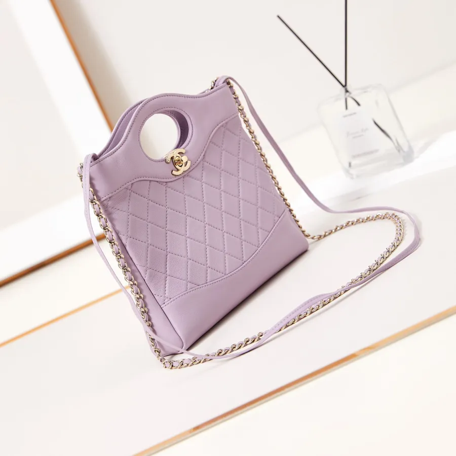 Chanel Oil Wax Leather Purple Crossbody Bags