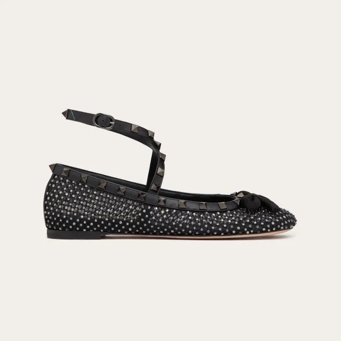 VALENTINO Rivet embellished grid ballet flats