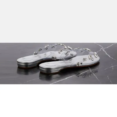 Christian Louboutin Silver transparent sash flat slippers