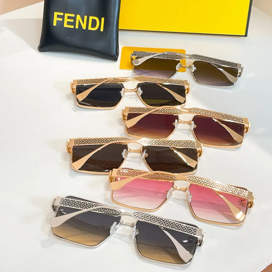Fendi square frame glasses black gold/purple silver/rust/brown/pink/blue silver color Size 59口15-143