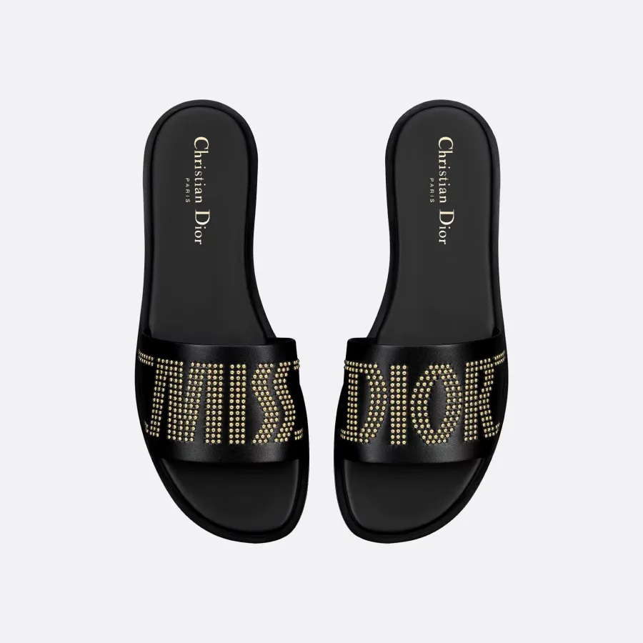 Dior black square head slippers
