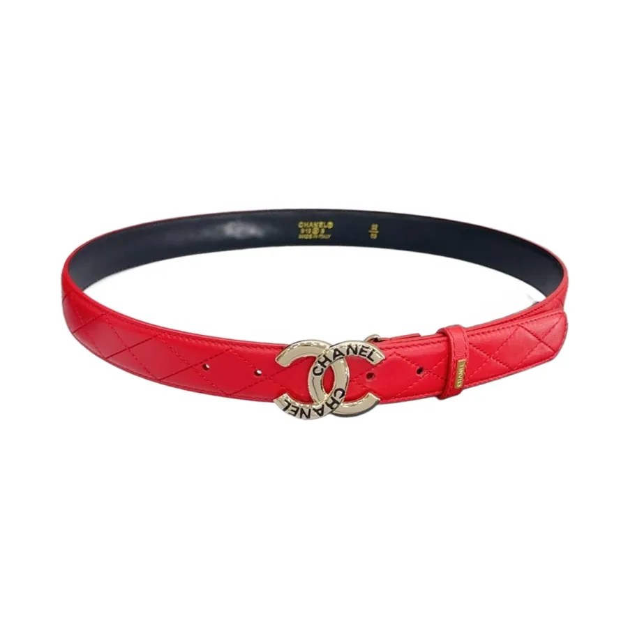 Chanel Women's CC Belt In Black/White/Beige/Red Lambskin With Gold/Silver Hardware 30mm