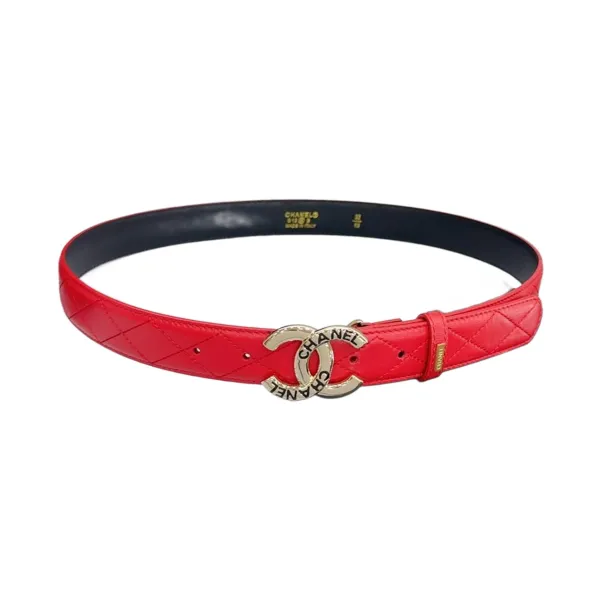 Chanel Women's CC Belt In Black/White/Beige/Red Lambskin With Gold/Silver Hardware 30mm - Image 7