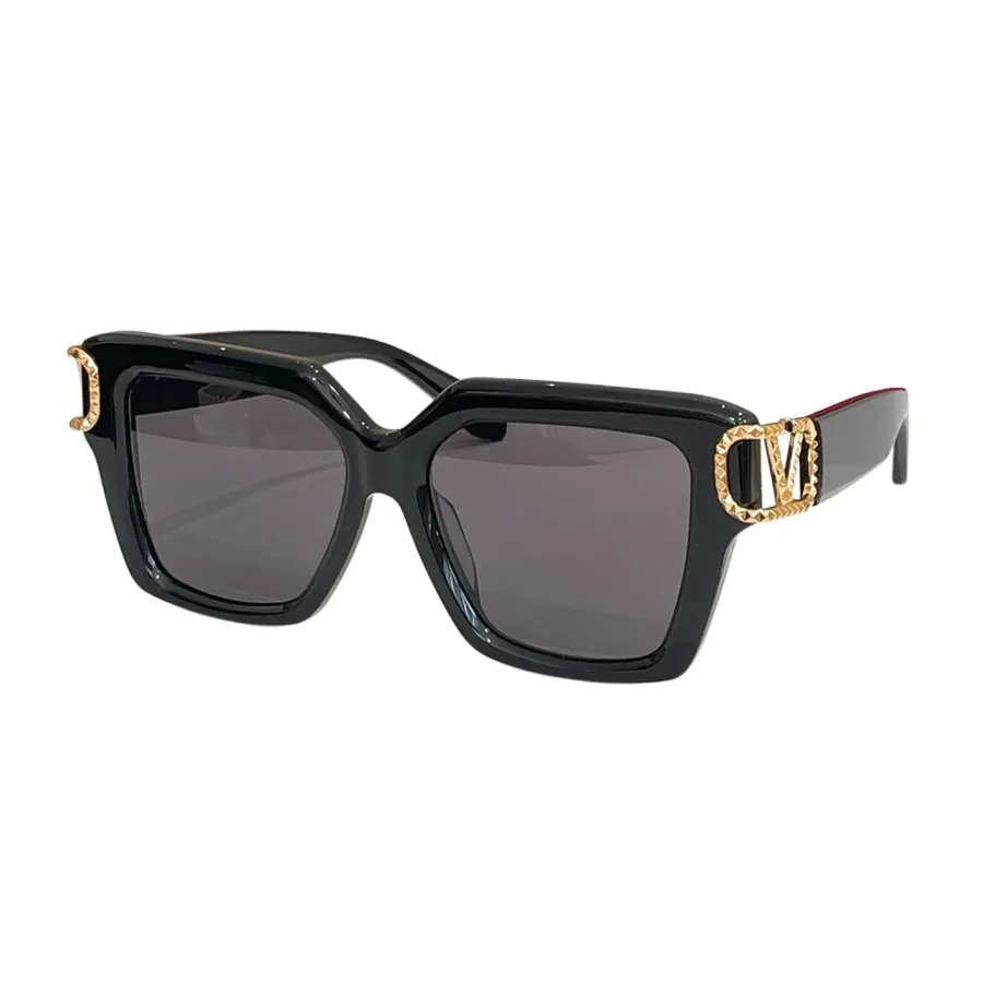 Valentino square frame glasses black gold/green/white/leopard/tawny color Size 54口18-145