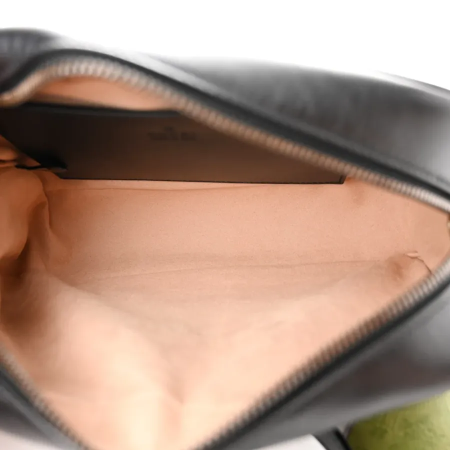 Gucci Small GG Marmont Chain Shoulder Bag Black Calfskin Matelassé Leather Gold Hardware