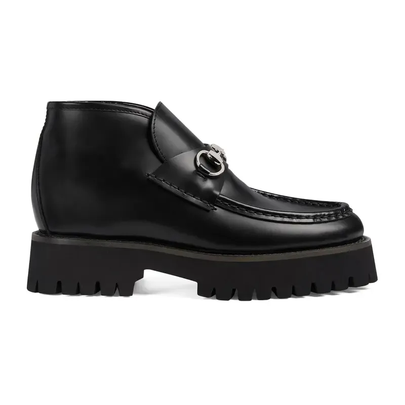 Gucci black horse collar ankle boots