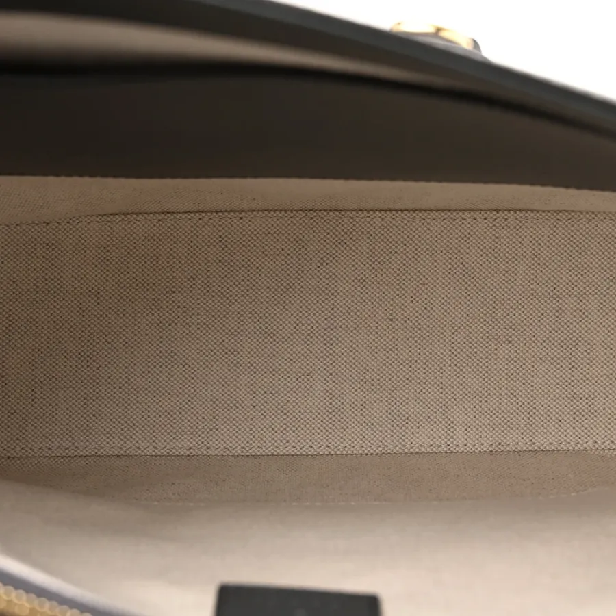 Gucci Small Web Horsebit 1955 Shoulder Bag Graphite Grey Azalea Calfskin Leather Gold Hardware