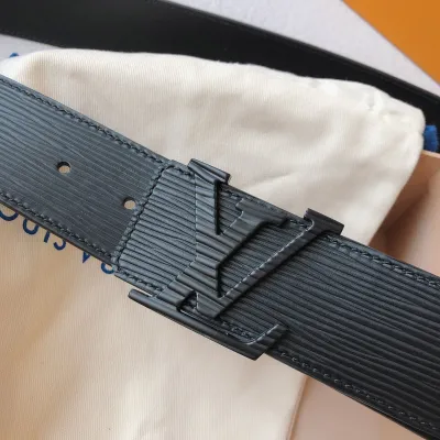 Louis Vuitton Men's Initiales Epi Belt In Black Calfskin With Black/Gold/Silver Hardware 40mm