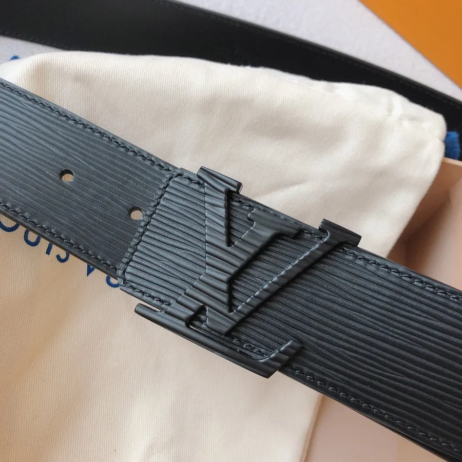 Louis Vuitton Men's Initiales Epi Belt In Black Calfskin With Black/Gold/Silver Hardware 40mm
