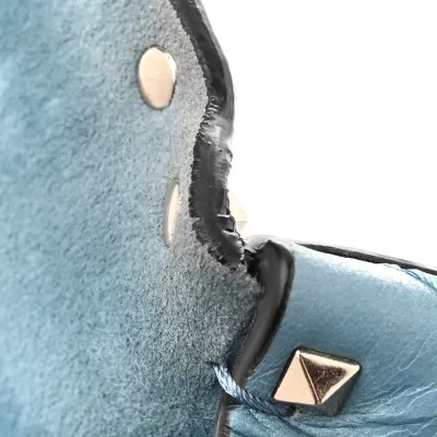 Valentino Garavani Small Rockstud Spike Shoulder Bag Aqua Nappa Leather Light Gold Hardware