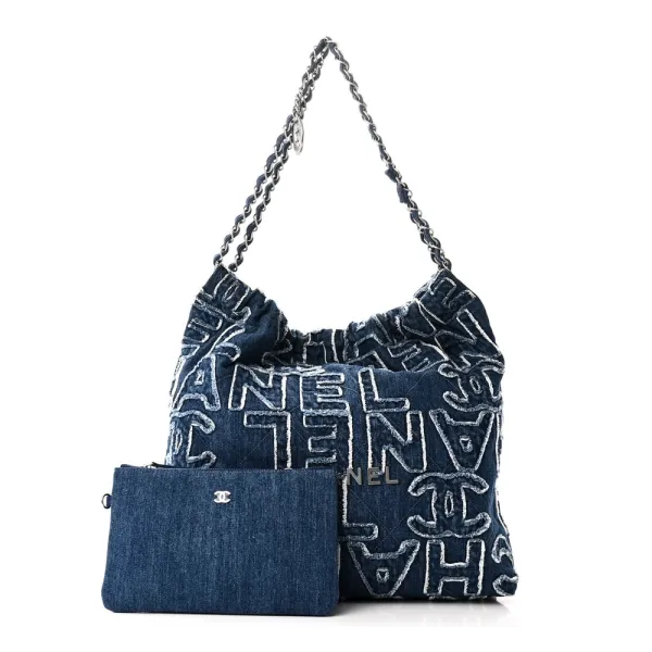 Chanel 22 Blue Denim Handbag – Luxury  Quality - Image 2